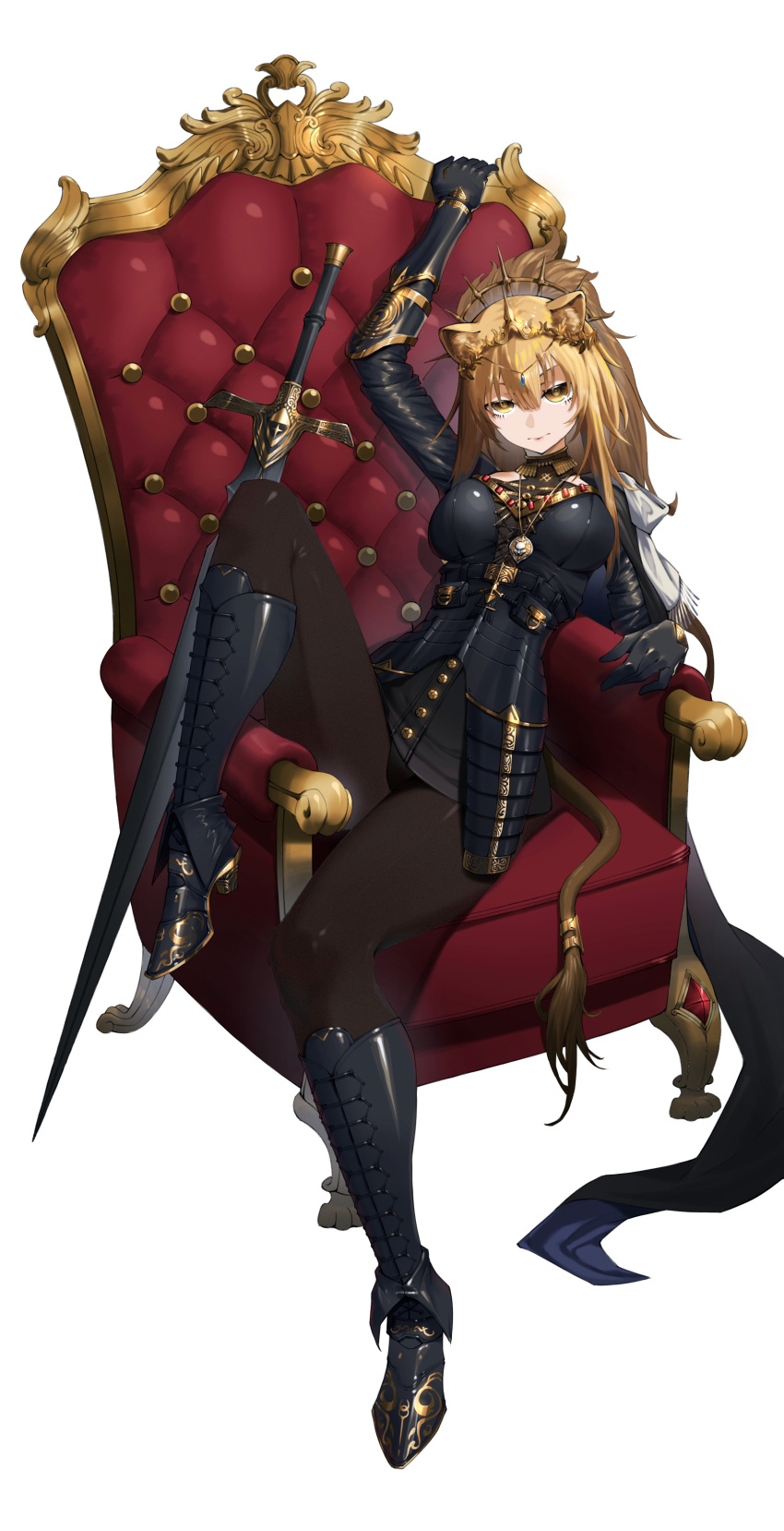 1girl, absurdres, animal_ears, arknights, armor, armored_dress, black_gloves, black_pantyhose