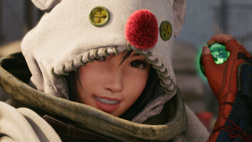 1girl, button_eyes, buttons, close-up, cosplay, final_fantasy, final_fantasy_vii, final_fantasy_vii_remake