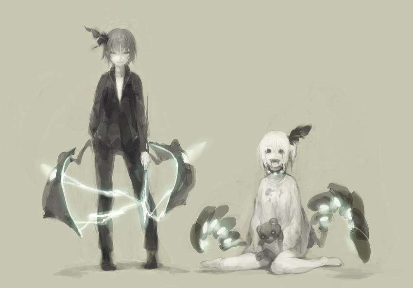 flandre_scarlet, multiple_girls, oguchi, remilia_scarlet, siblings, sisters, stuffed_toy, sugimoto_gang, touhou, vampire, wings