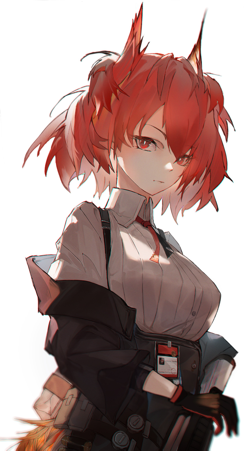 1girl, absurdres, animal_ears, arknights, bird_ears, bird_girl, bird_tail, black_gloves