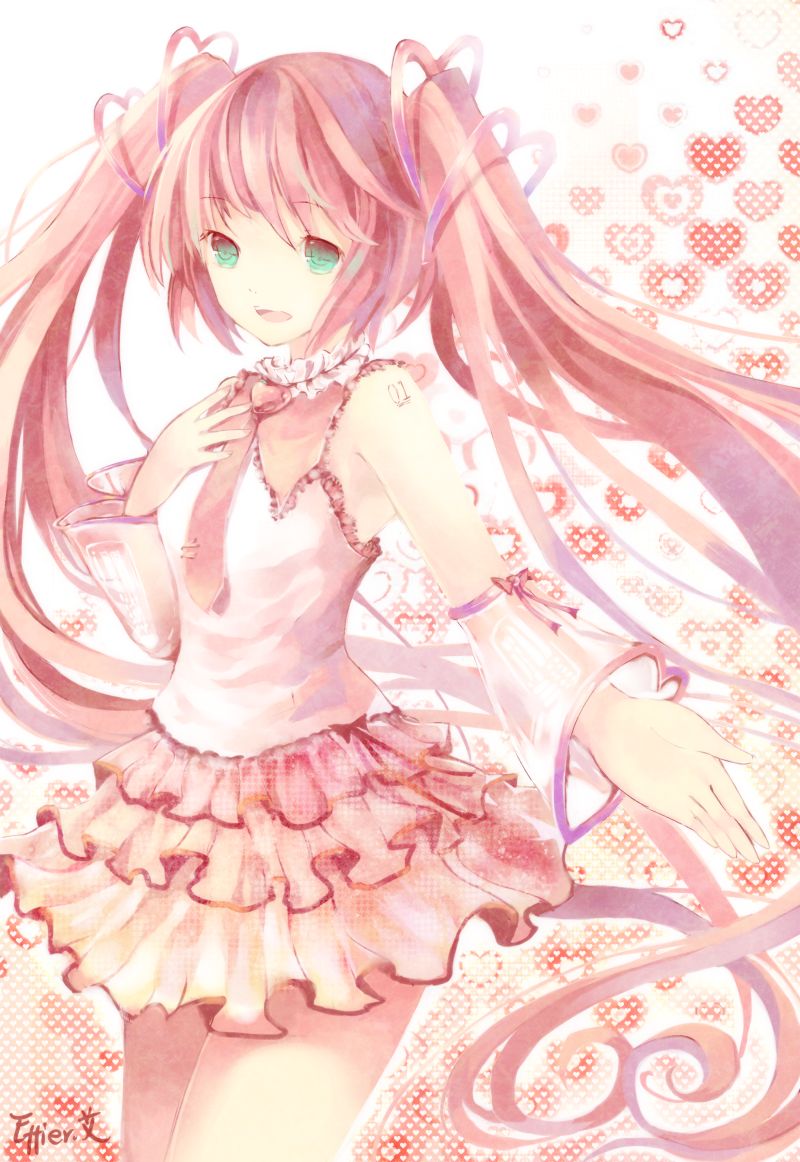 detached_sleeves, effier_kyo, green_eyes, hand_on_chest, hand_on_own_chest, hand_to_chest, hatsune_miku, long_hair