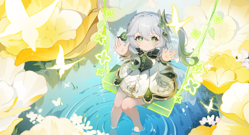 1girl, absurdres, bare_shoulders, bracelet, closed_mouth, commentary, detached_sleeves, dress