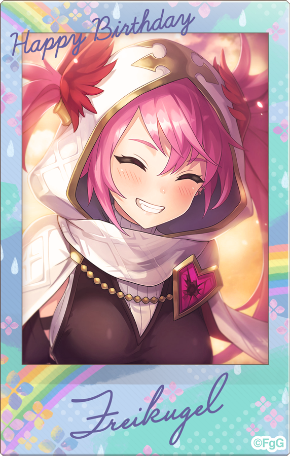 1girl, ^_^, blush, character_name, closed_eyes, commentary_request, copyright_notice, cropped_torso