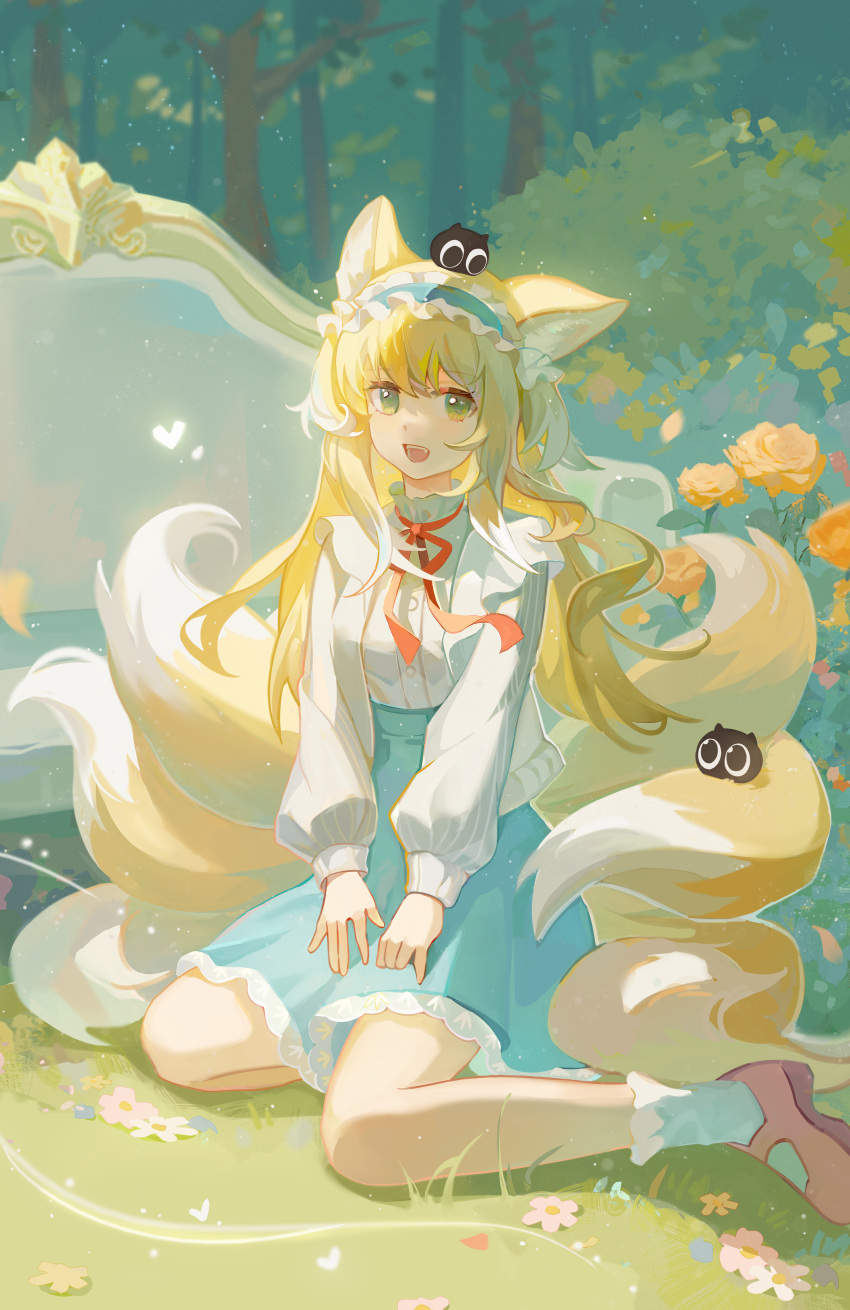 1girl, absurdres, animal_ear_fluff, animal_ears, arknights, black_cat, blonde_hair, blue_hairband