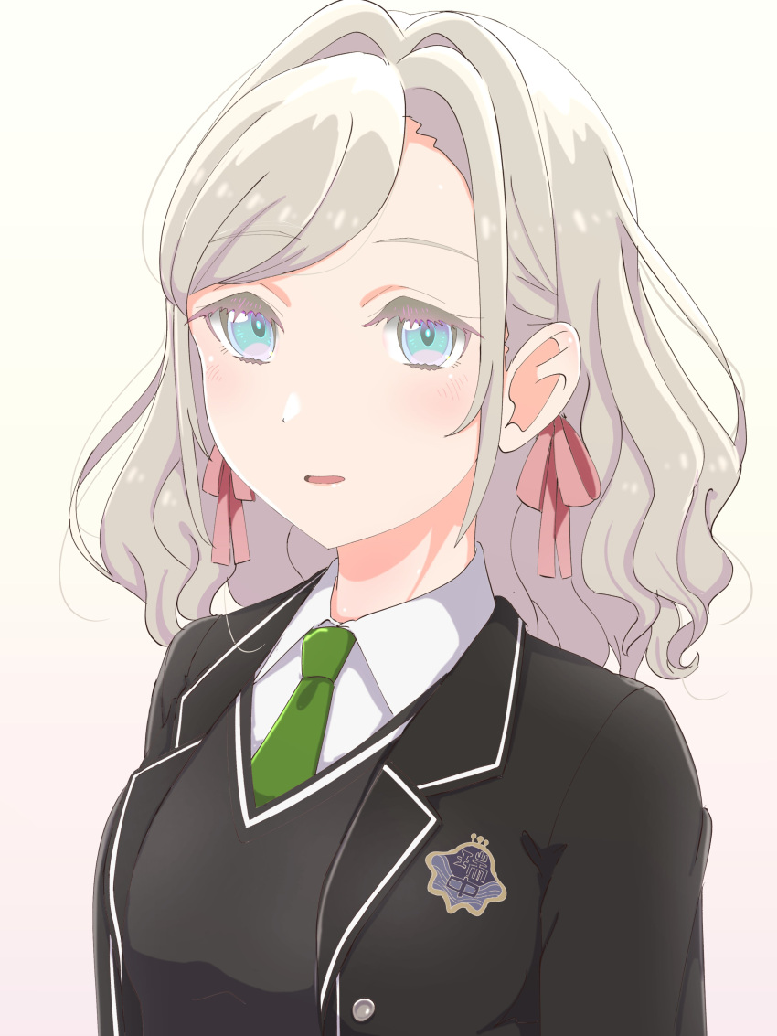 1girl, absurdres, black_jacket, black_sweater_vest, blazer, blue_eyes, breasts, collared_shirt