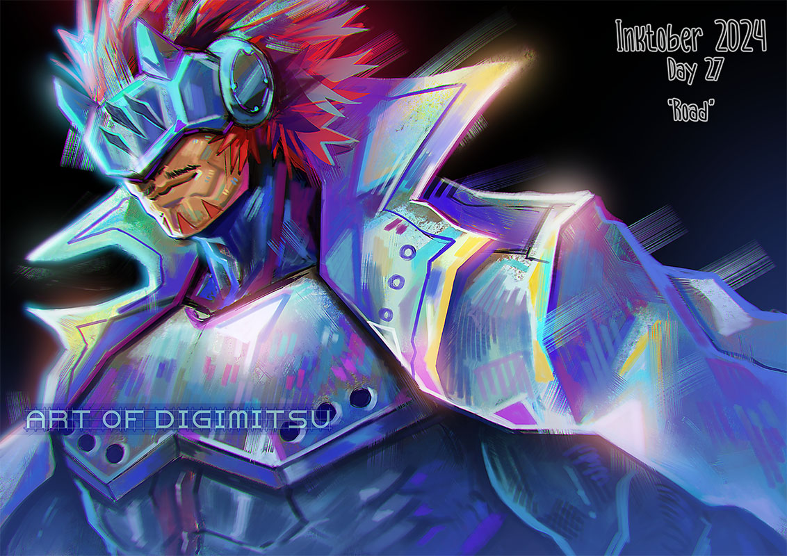 1boy, artist_name, covered_eyes, dark_background, digimitsuart, digimon, digimon_(creature), english_text