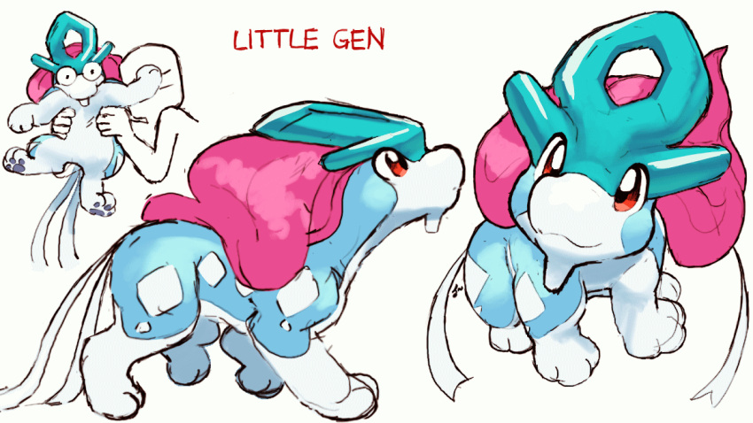 1other, closed_mouth, only_jerry, pawpads, pokemon, pokemon_(creature), purple_hair, red_eyes