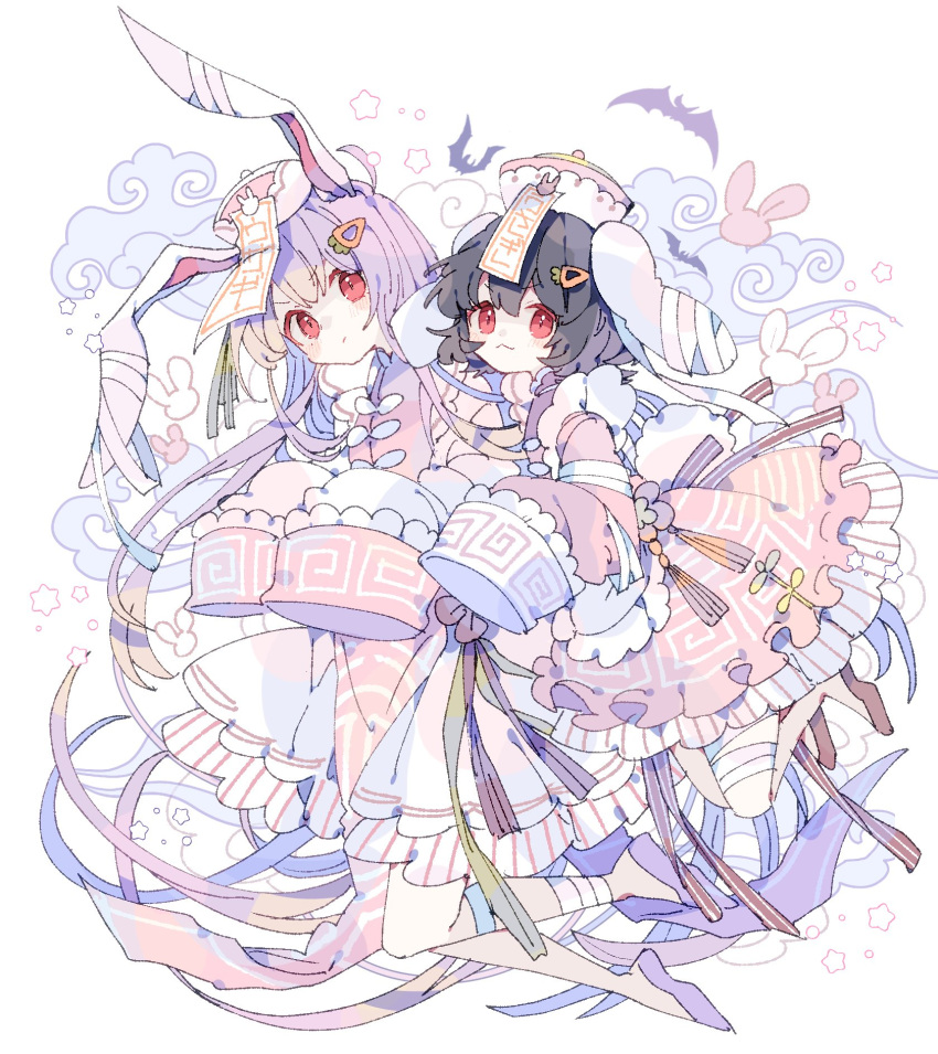 2girls, :3, animal_ears, apron, bandaged_ankle, bandaged_ear, bandaged_leg, bandages
