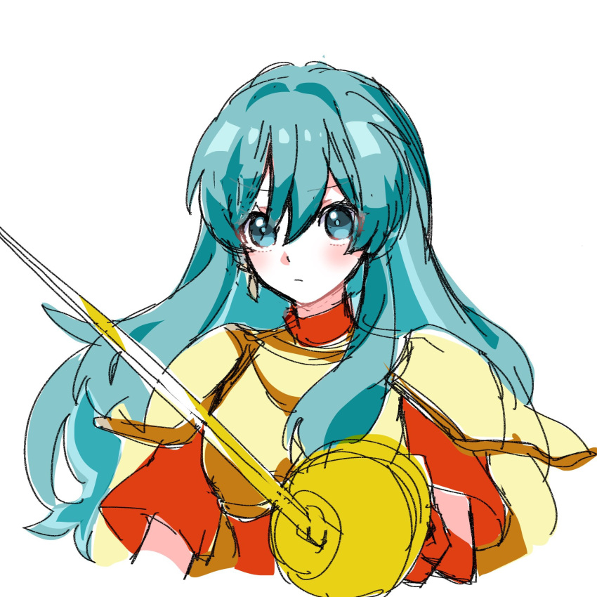 1girl, aqua_eyes, aqua_hair, armor, breastplate, closed_mouth, eirika_(fire_emblem), fire_emblem