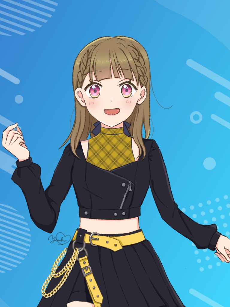 1girl, :d, alternate_color, alternate_costume, belt, black_jacket, black_shorts, black_skirt