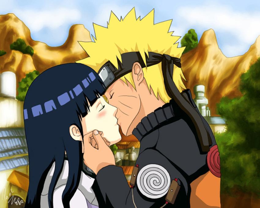 blonde_hair, blue_hair, blush, closed_eyes, hyuuga_hinata, jinchuuriki, kiss, long_hair