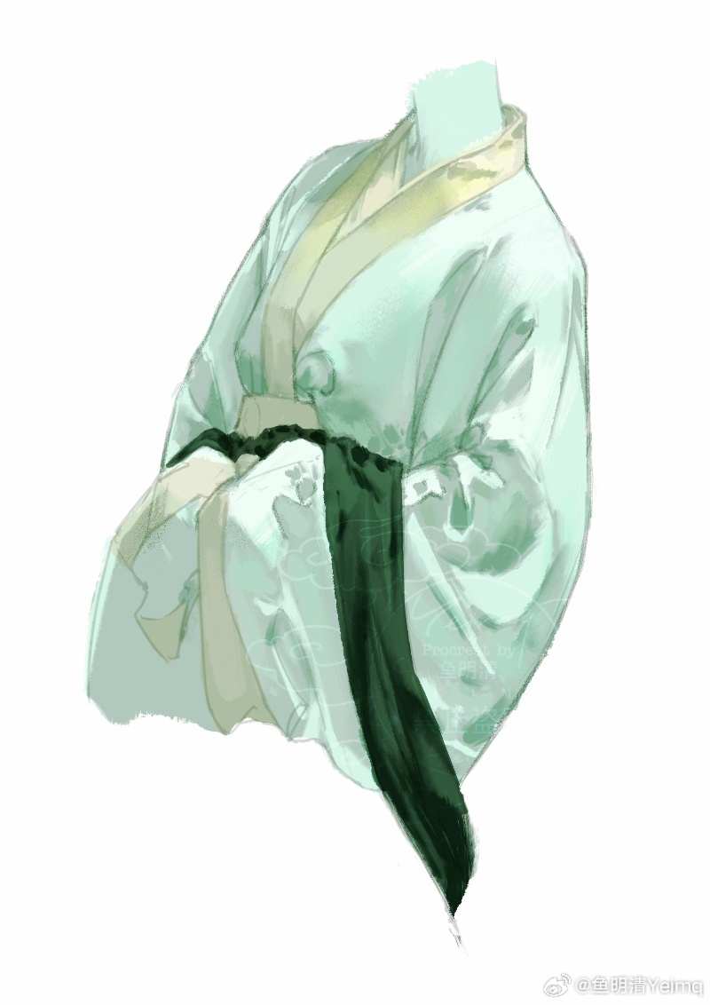 1other, aqua_hanfu, aqua_robe, aqua_skin, clothes_focus, colored_skin, fashion, green_sash