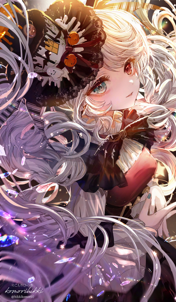 1girl, 25-ji_miku, artist_name, black_bow, black_hat, bow, breasts, commentary_request