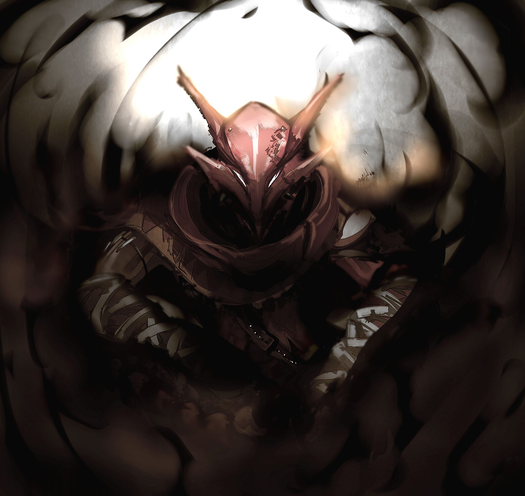 armor, dark, furogi_(armor), gauntlets, glowing, glowing_eyes, helmet, monster_hunter