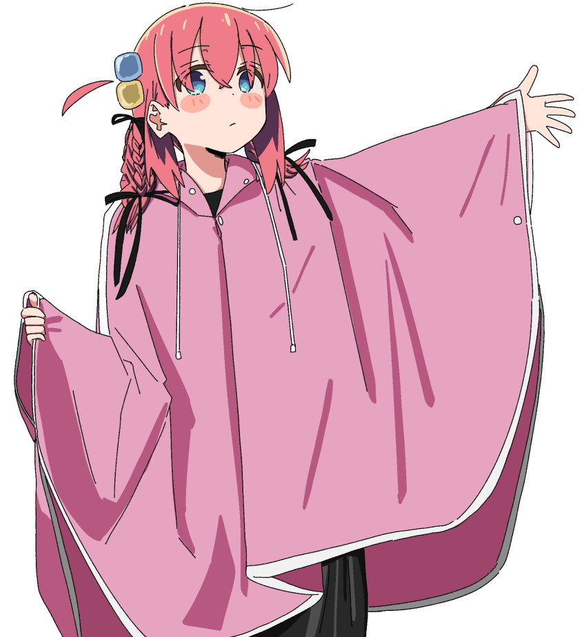 1girl, :/, alternate_costume, alternate_hair_length, alternate_hairstyle, black_dress, blush, bocchi_the_rock!