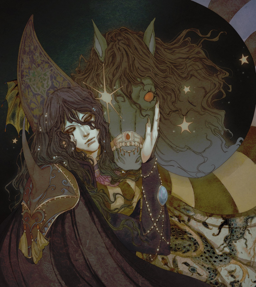1boy, armor, astelofvoid, cape, d_(vampire_hunter_d), english_commentary, expressionless, fingernails