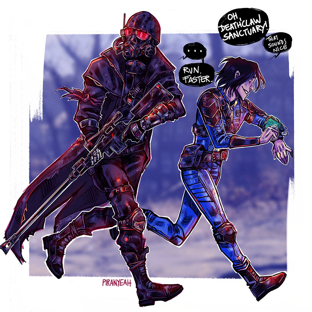 2boys, anti-materiel_rifle, armor, belt, boots, border, courier_(fallout_new_vegas), duster