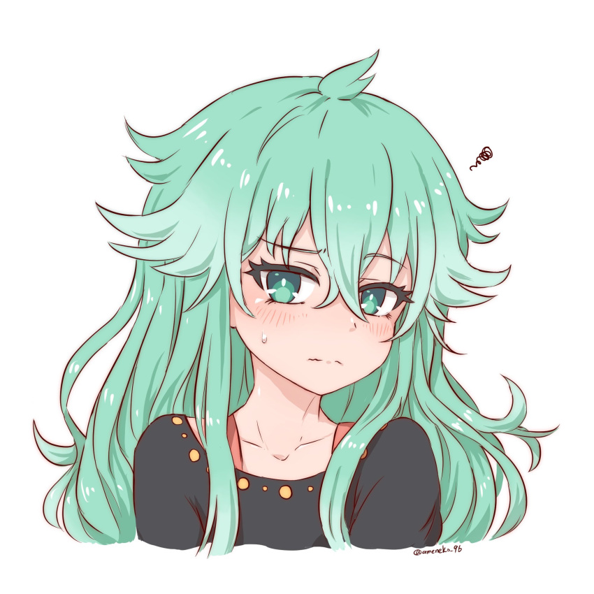 1girl, ameneko_kuro, black_shirt, blush, closed_mouth, collarbone, cropped_torso, date_a_live