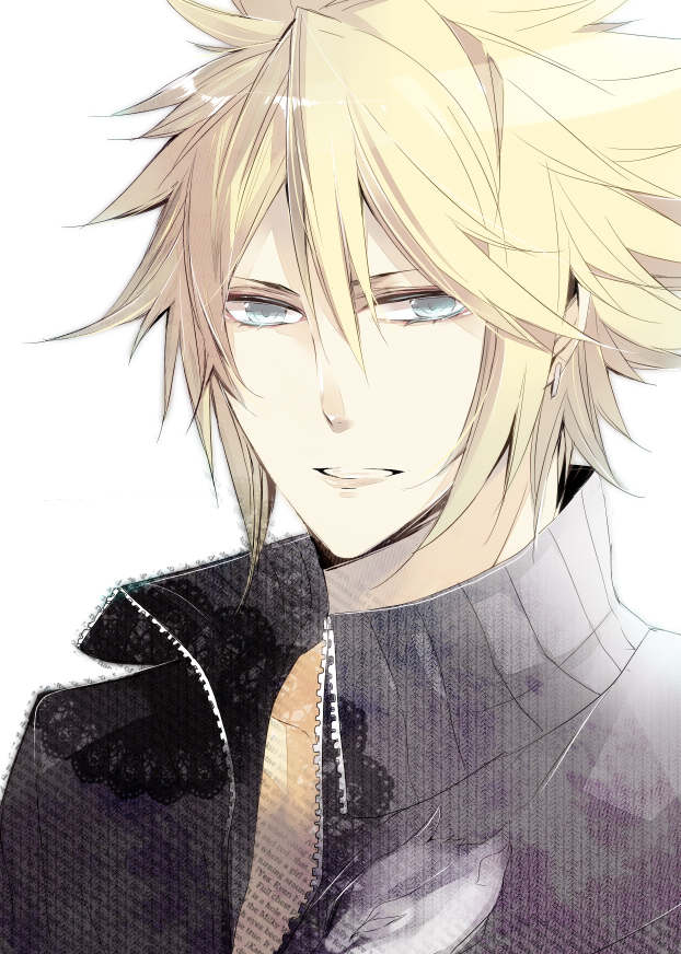 bad_id, blonde_hair, cloud_strife, final_fantasy, final_fantasy_vii, male, simple_background, solo, yukinari000