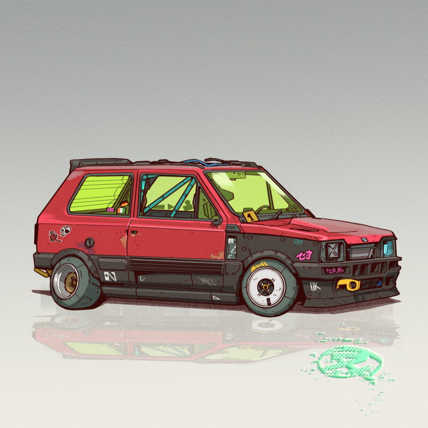 car, commission, fernando_correa, german_flag, glitch, grey_background, highres, irish_flag