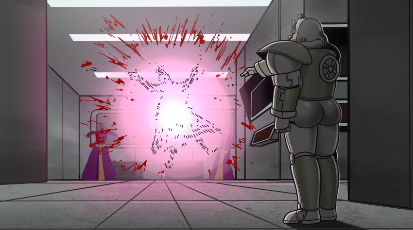 armor, ass, cloudisnotsleeping, dr._manhattan_kills_rorschach_(meme), explosion, fallout_(series), fallout_1, hallway
