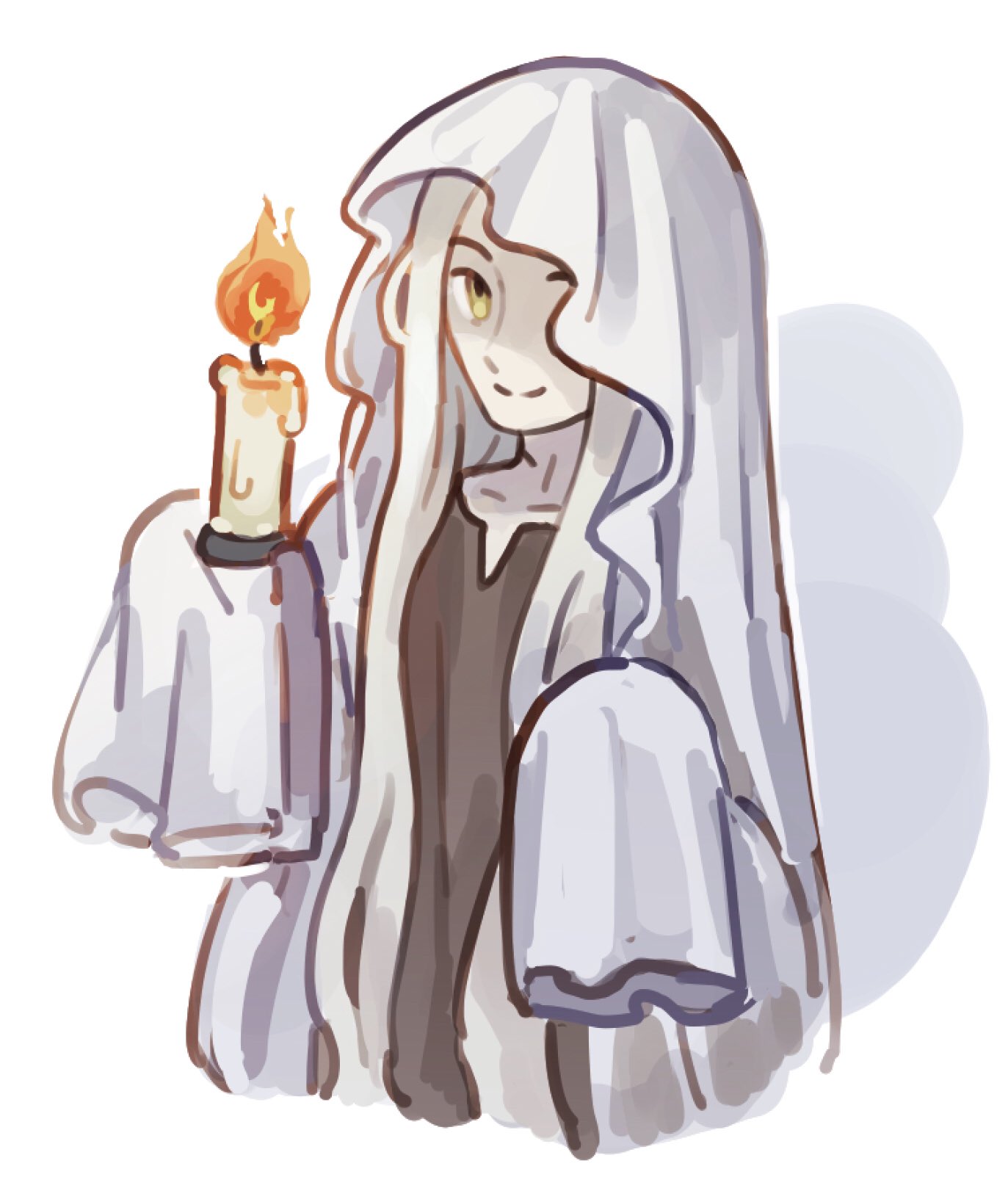 1boy, brown_robe, candle, closed_mouth, collarbone, commentary, cropped_torso, fear_&amp;_hunger_(series)
