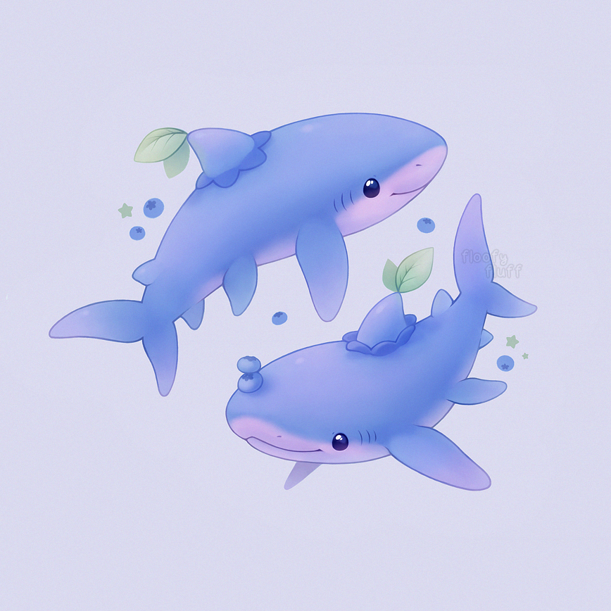 2024, animal_focus, black_eyes, blue_background, blueberry, closed_mouth, food, food-themed_creature