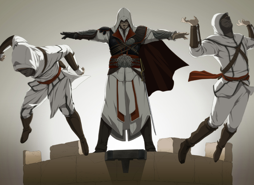 assassin's_creed:_brotherhood, assassin's_creed_ii, assassin's_creed, assassin's_creed:_brotherhood, assassin's_creed_ii, asymmetrical_clothing, beard, belt
