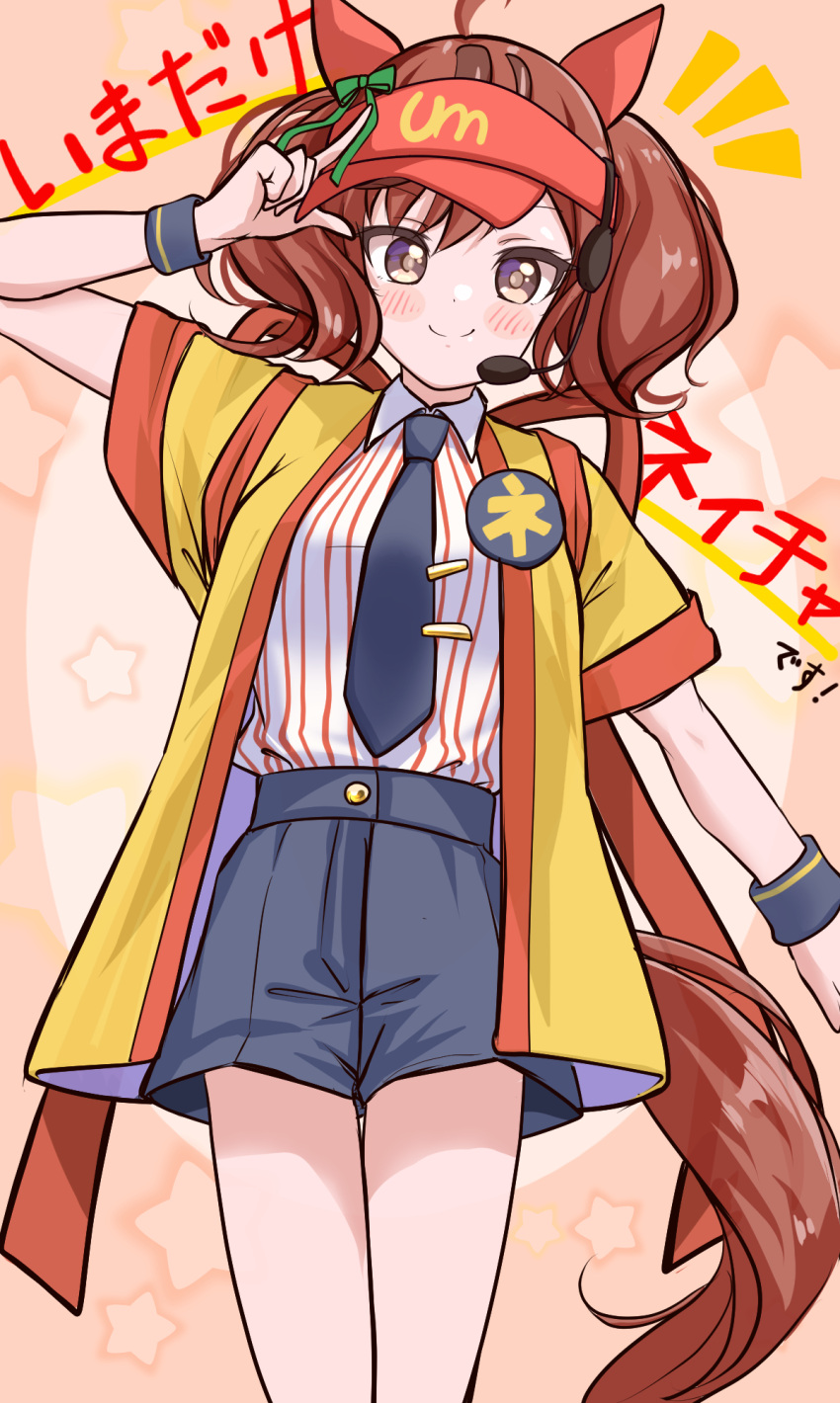 1girl, alternate_costume, animal_ears, blush, breasts, brown_eyes, closed_mouth, cosplay