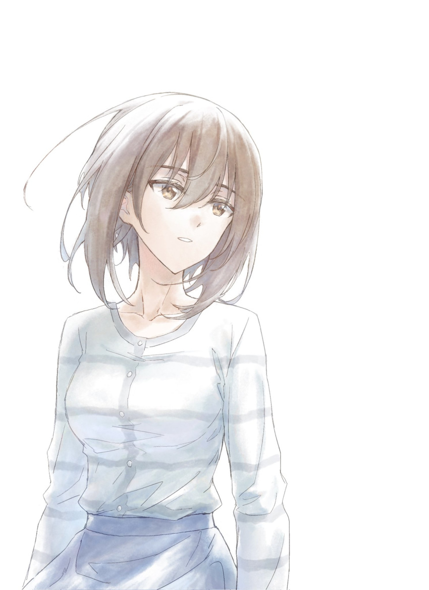 1girl, breasts, brown_eyes, brown_hair, buttons, girls_und_panzer, highres, itsuki_(tanakaitsukiiii)