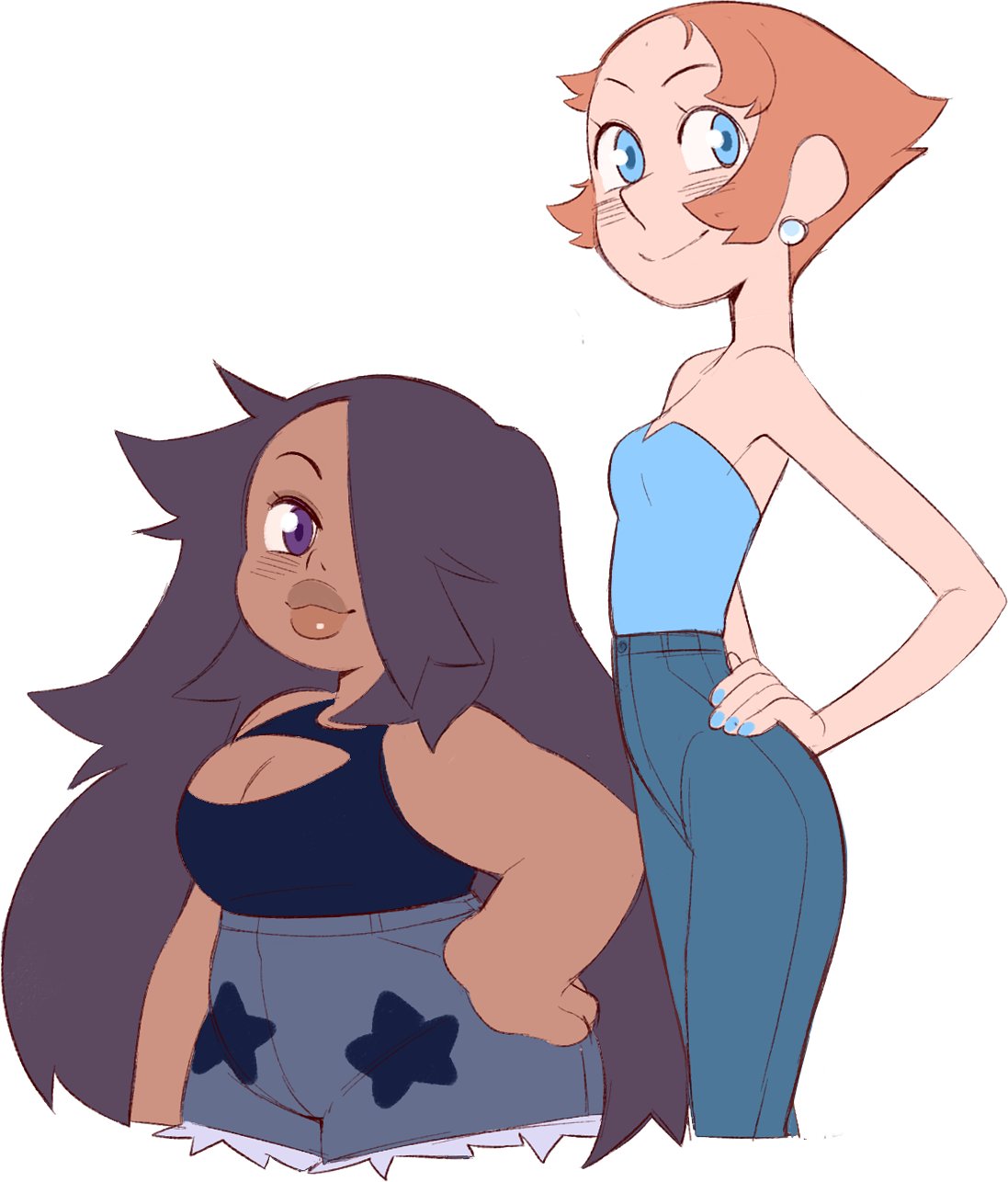 amethyst_(steven_universe), blue_eyes, cleavage_cutout, clothing_cutout, earrings, highres, humanization, jewelry