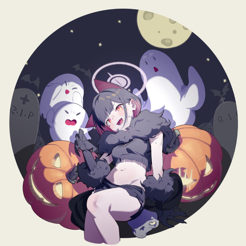 1girl, absurdres, bat_(animal), black_tail, blue_archive, colored_inner_animal_ears, colored_inner_hair, extra_ears
