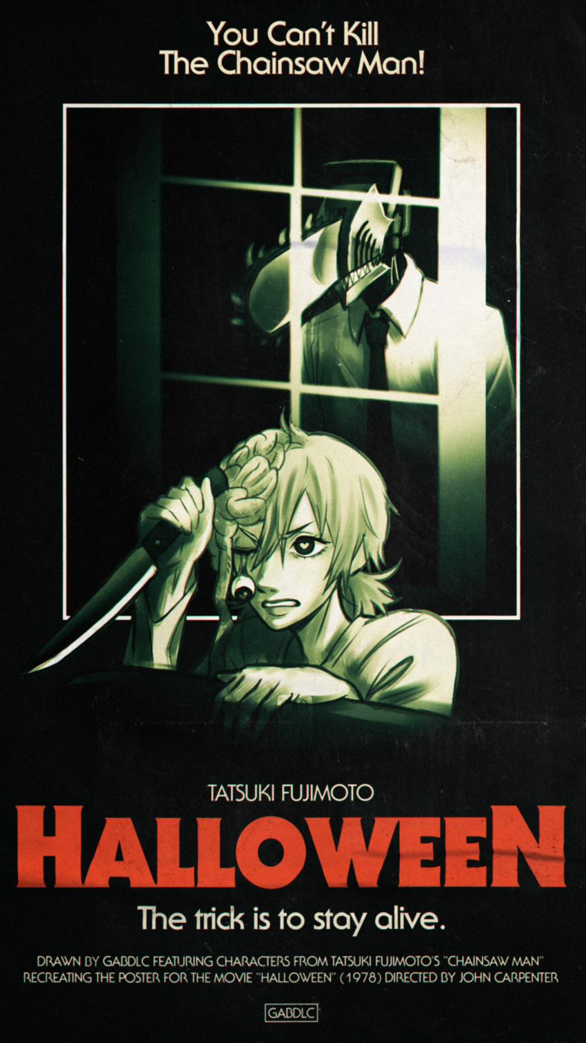 1boy, 1girl, absurdres, artist_name, black_necktie, brain, chainsaw, chainsaw_man
