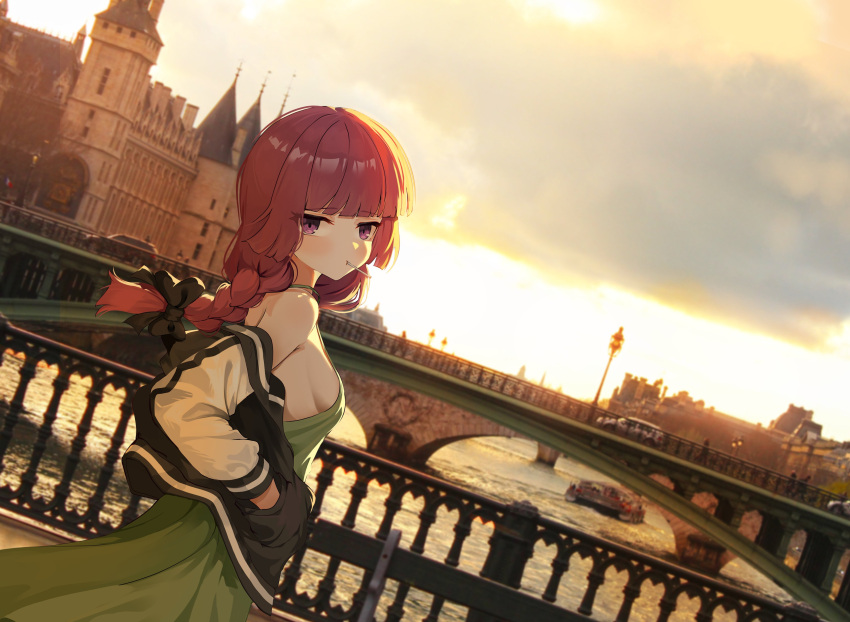 absurdres, agm, black_bow, black_jacket, bocchi_the_rock!, bow, braid, breasts