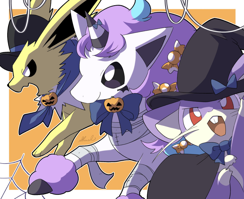 animal_focus, black_eyes, bow, bright_pupils, candy, candy_wrapper, closed_mouth, food