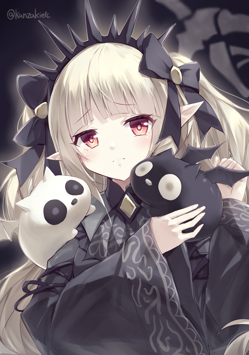 1girl, a-bao_a_qu_the_lightless_shadow, absurdres, black_bow, black_dress, bow, closed_mouth, commentary_request