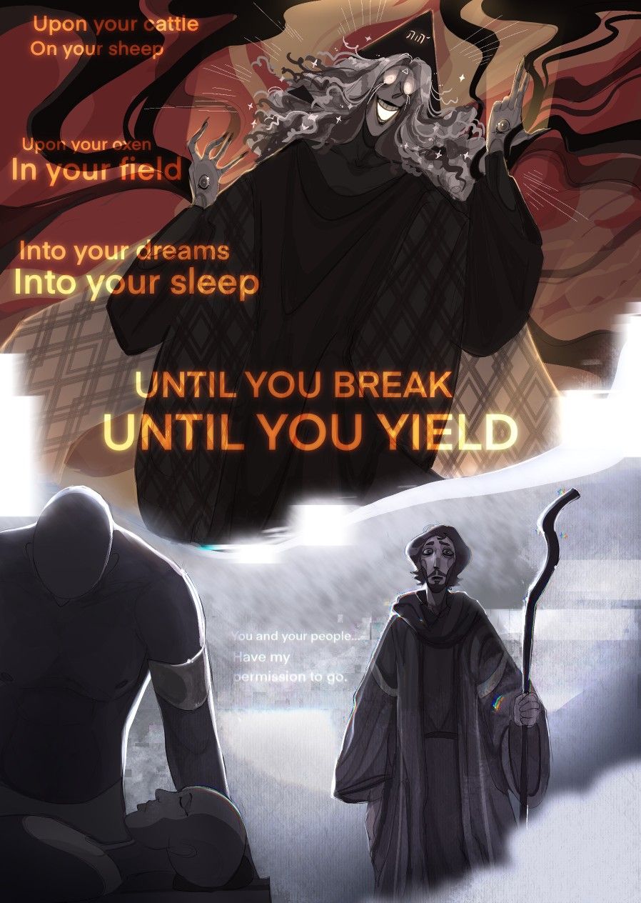 amun-her-khepeshef, armlet, bald, beard, black_nails, brothers, commentary, corpse