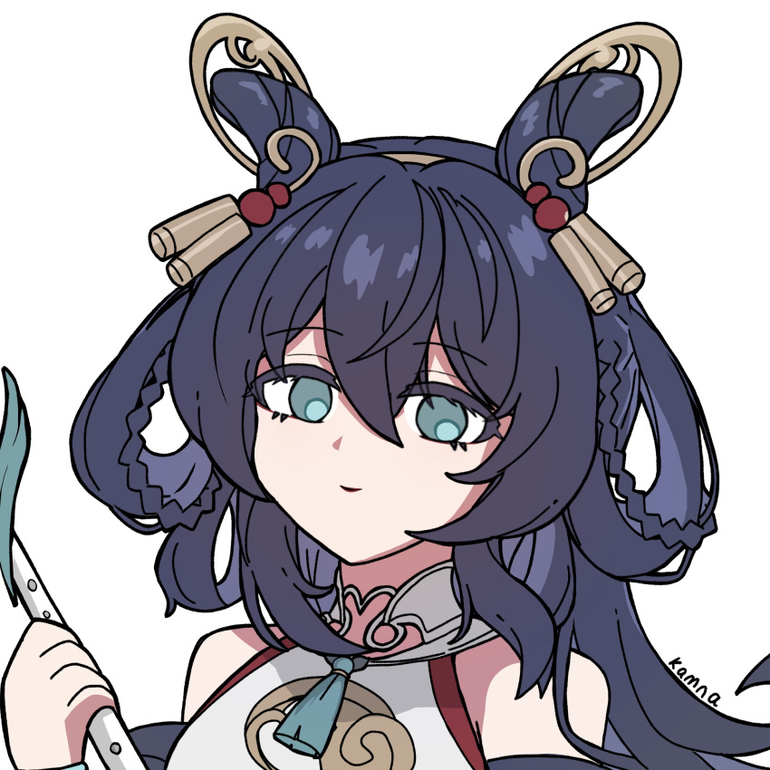 1girl, aqua_eyes, artist_name, bare_shoulders, black_hair, braid, braided_hair_rings, chinese_clothes