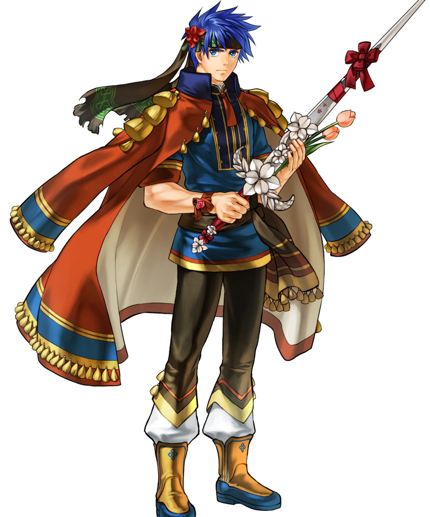 1boy, blue_eyes, blue_hair, fire_emblem, fire_emblem:_path_of_radiance, fire_emblem_heroes, flower, full_body