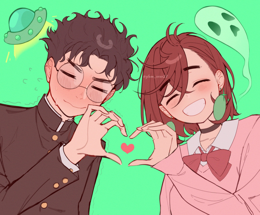 1boy, 1girl, absurdres, ayase_momo, black_choker, black_hair, black_jacket, blush