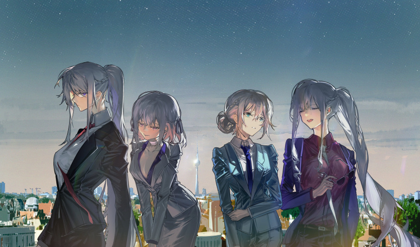 4girls, absurdres, ak-12_(girls'_frontline), ak-12_(lucia)_(girls'_frontline), ak-15_(erwin)_(girls'_frontline), ak-15_(girls'_frontline), an-94_(antje)_(girls'_frontline), an-94_(girls'_frontline)