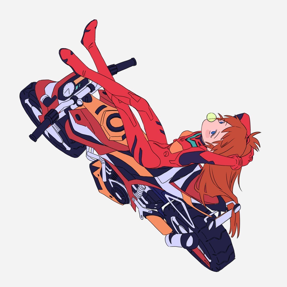 1girl, arms_behind_head, bad_id, bad_source, bad_twitter_id, bodysuit, chewing_gum, diffndk