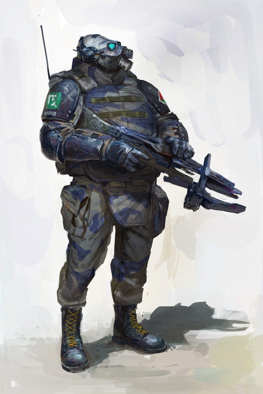 1other, absurdres, armor, backpack, bag, blue-tinted_eyewear, boots, combine_soldier