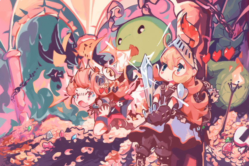 1boy, 2girls, absurdres, ahoge, armor, blonde_hair, blue_eyes, boots