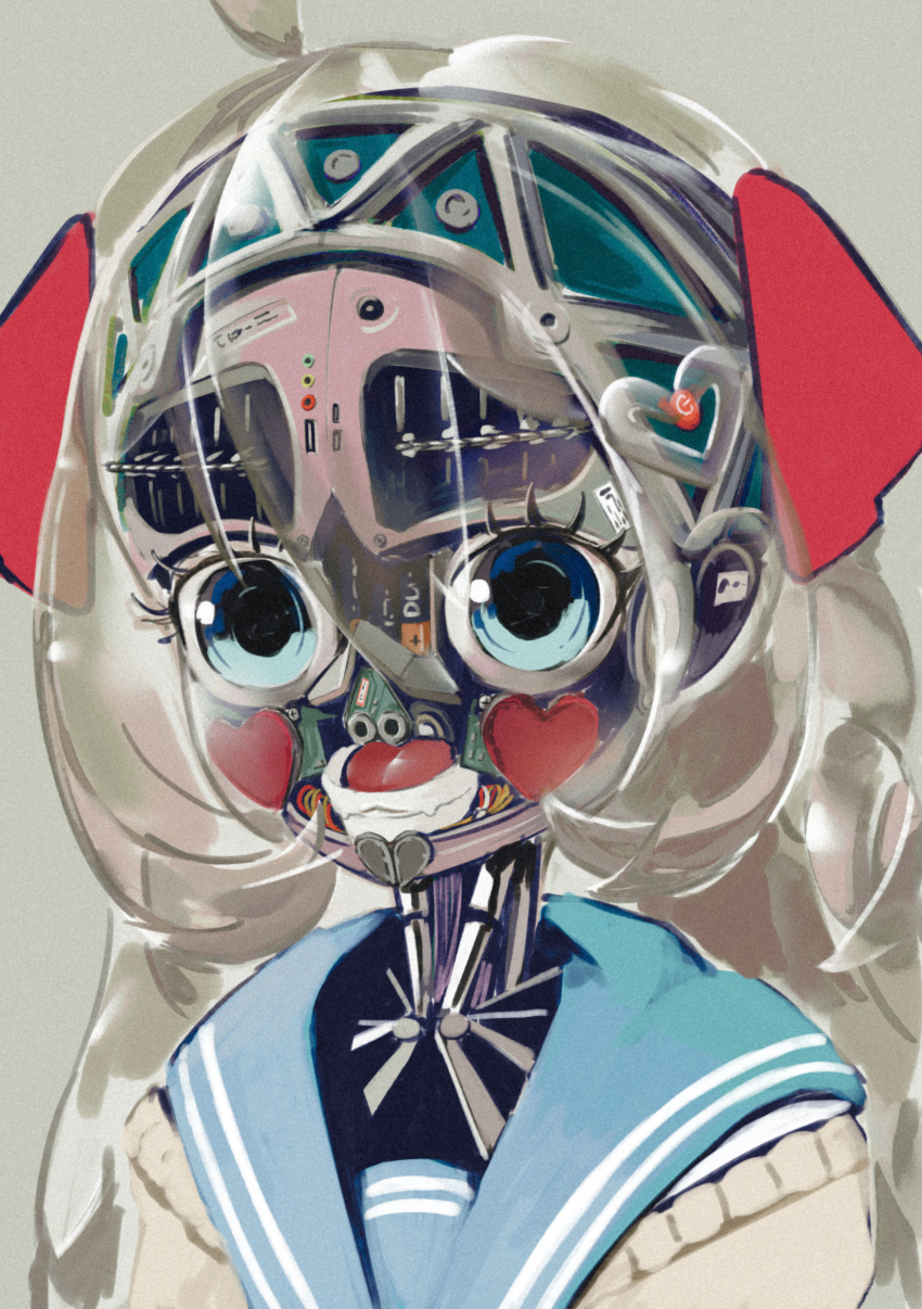 1girl, absurdres, ahoge, android, audio_jack, battery, blue_eyes, blue_sailor_collar