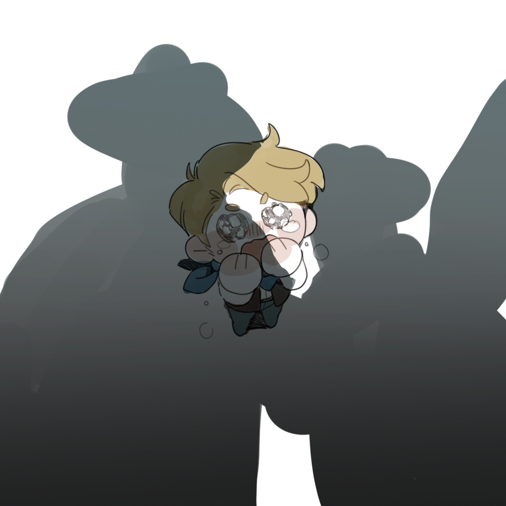 3boys, blonde_hair, blue_neckerchief, chibi, commentary, crying, crying_with_eyes_open, empires_smp