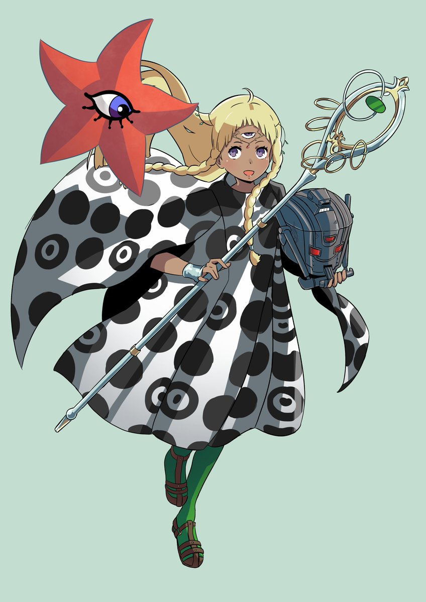 1girl, :d, ahoge, atlus, black_dress, blonde_hair, braid, cianter