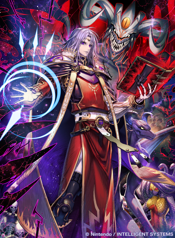 1boy, armor, book, cape, casting_spell, circlet, commentary_request, company_name