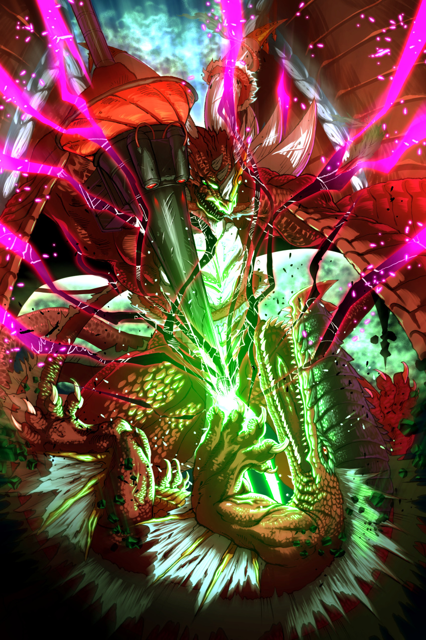 absurdres, claws, colored_skin, crocodile, crocodilian, demon, digimon, digimon_(creature)
