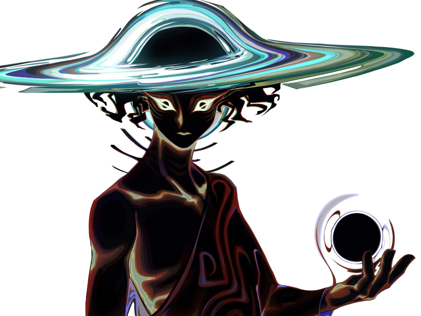 1boy, abstract, black_hole, black_hole_(trou_noir), black_robe, closed_mouth, collarbone, expressionless